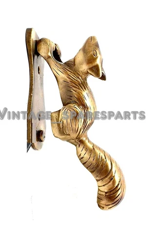 Brass Squirrel Design Door Knocker With Plate Base Handmade Decorative Door Bell Cover