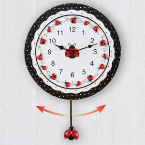 Ceramic Ladybug Pendulum Wall Clock Analog Decorative Kitchen Spring Home Decor - Picture 1 of 3