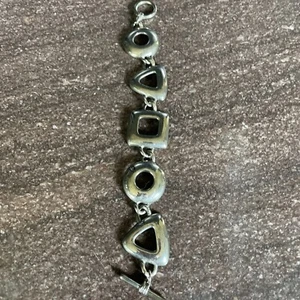 Vintage Anne Klein klobiges silberfarbenes geometrisches Kostüm Armband unbeschriftet - Bild 1 von 2