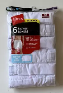 Hanes Men's Soft & Breathable Tagless White Boxers- 6 pack Size S (28-30) NEW - Picture 1 of 2