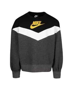 NWT NIKE Little Girls Go For Gold Crew Sweatshirt, Charcoal Heather, Size: 6X - Picture 1 of 8