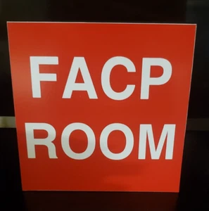 FACP Room Signage 6''x 6'' Red & White - Picture 1 of 1