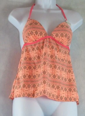 Hula Honey Junior's Flyaway-Back Tankini Top Push-Up Swimsuit, Orange, Small S - Image 1 of 2