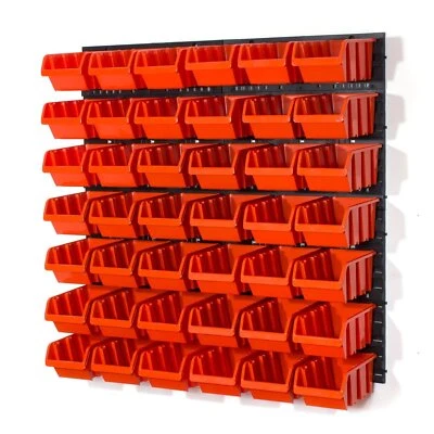 Mounted Wall Storage for Tools, Nails and Screws, 46 Containers with Boards - Image 1 of 2