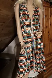 Fashion Express Cactus Komono/vest. Western Boho Hippie Long Large 7Os Style - Picture 1 of 6