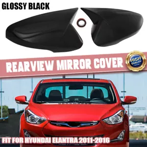 For Hyundai Elantra 2011-16 OX Horn Black Car Rearview Mirror Cover Trim Decor - Bild 1 von 9