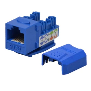 Paquete de 100 conectores Ethernet Keystone Cat6 perforados 45 grados azul 110 8P8C RJ45 - Imagen 1 de 3