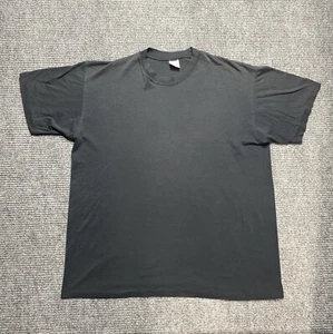 Vintage Plain Black T Shirt Mens XL Blank 80s 90s Thin Faded Grunge FLAWS - Picture 1 of 8