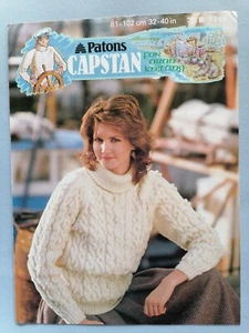 LADIES' ARAN-STYLE POLO SWEATER, 81-102cm, 10ply - PATONS Knitting Pattern 7208 - Picture 1 of 2