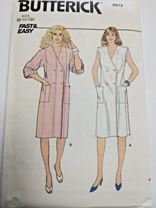 Dress 8 10 12 Butterick 4912 Sewing Pattern VTG 80s Fast Easy Pockets Loose Fit - Picture 1 of 5