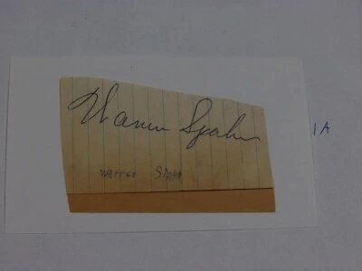 Warren Spahn Autographed Cut on Index Card  - Image 1 of 2