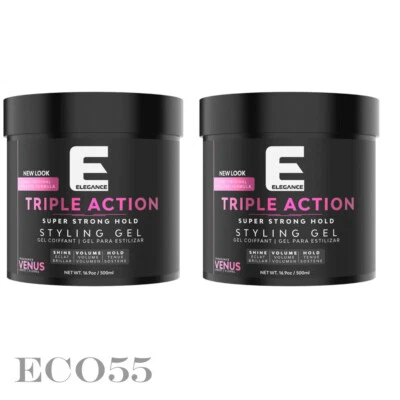 Elegance hair gel triple action venus styling 16.9fl oz/ 500ml each 2 packs - Image 1 of 3
