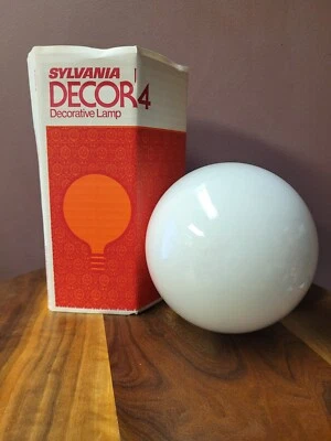 Vintage Sylvania Decor 4 Large Globe Light Bulb G40 25 Watt White - Image 1 of 4