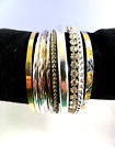 10 Silver/gold Tone Textured Bangle Bracelets Fashion Jewelry