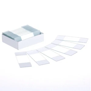 Paquete de 50 diapositivas de microscopio laterales de vidrio transparente individuales con extremos esmerilados, borde de tierra - Imagen 1 de 2