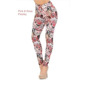 Plus Size Paisley Print Ladies Creamy Soft Paisley Leggings Womens - Picture 1 of 6