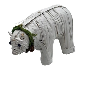 Crate and Barrel paper mache polar bear Christmas tree ornament White - Picture 1 of 5