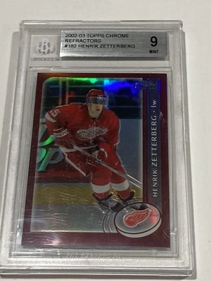02-03 Toops Chrome Refractor Henrik Zetterberg Rookie BGS 9 Red Wings - Image 1 of 2