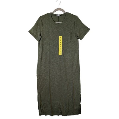 TShirt Dress Short Sleeve Midi Jessica Simpson Green S Crew Pockets Casual Layer - Image 1 of 4