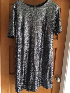 George Sequin Tunic Style Short Dress Size 16 Silver Grey - Picture 1 of 4