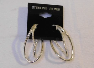 Sterling Silver Oval Hoop Earrings 925 JCM - Picture 1 of 6