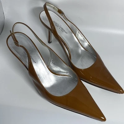 Dolce & Gabbana Slingback Heels Size 38 Brown/Dark Mustard - Image 1 of 4