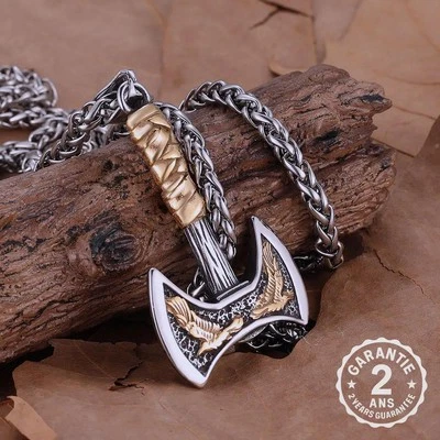 Odin Stainless Steel Celtic Pendant Chain Viking Axe Necklace - Image 1 of 4