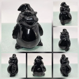 377 g natürlicher schwarzer Obsidian geschnitzter Oogie Boogie Kristallstein Reiki Heilung - Bild 1 von 8