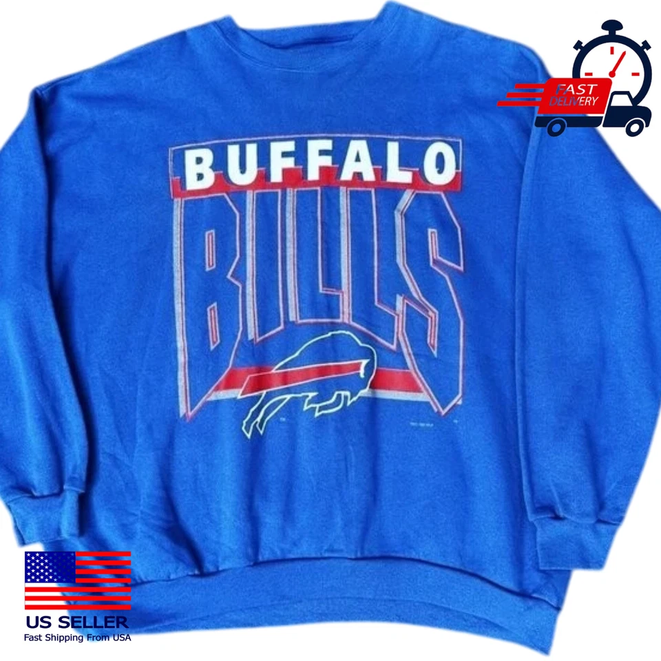 Sudadera Buffalo Bills NFL Logo Azul Real Cuello Redondo Unisex Hombres Mujeres Foto 1 de 3
