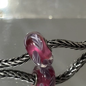Trollbeads Old Style Pink Feather Bead - Picture 1 of 9