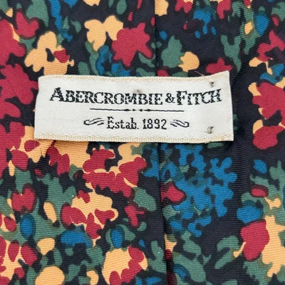 Винтажный Abercrombie и Fitch шелковый галстук многоцветный абстрактный цветочный узор США - Изображение 1 из 4