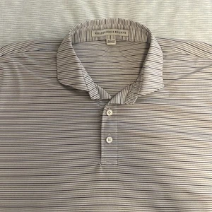 Holderness and Bourn marineblau/grau/weiß gestreift maßgeschneiderte Passform Golf Polo Herren Large - Bild 1 von 4