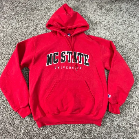 NC State Wolfpack Sweater Adult Medium Red Sweatshirt Hoodie Champion Mens * Cover
