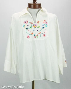 Camisa de algodón española ecuatoriana bordada a mano para hombre pequeña - Imagen 1 de 2