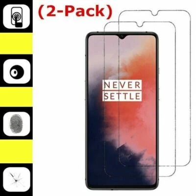 Paquete de 2 cubiertas protectoras de pantalla de vidrio templado premium real para OnePlus 7T Foto 1 de 4