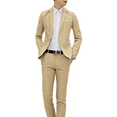 Esmoquin de boda para hombre Trajes formales ajustados 3 piezas Chaqueta Blazer Pantalones Conjunto Foto 1 de 4