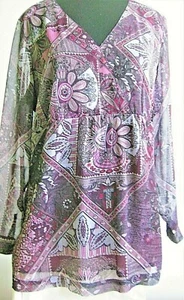 Übergröße High Waist Tuinic Faux Wickel Patchwork Print Futter EU 44 Büro Reise - Bild 1 von 10