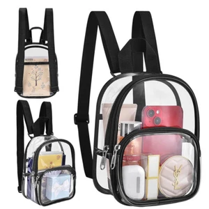 Durchsichtiger Mini Rucksack Transparenter Rucksack Schwarz Transparent Tasche - Bild 1 von 13