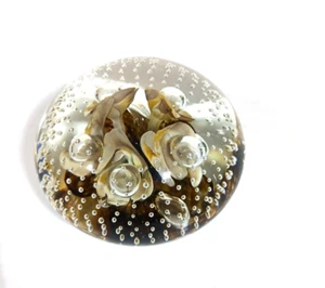 Joe St. Clair Kunst Glas Briefbeschwerer signiert Blumen kontrollierte Blase - Bild 1 von 6