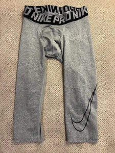 Boys Nike pro spandex Gray 3/4 Running Compression Tights Medium - Picture 1 of 1