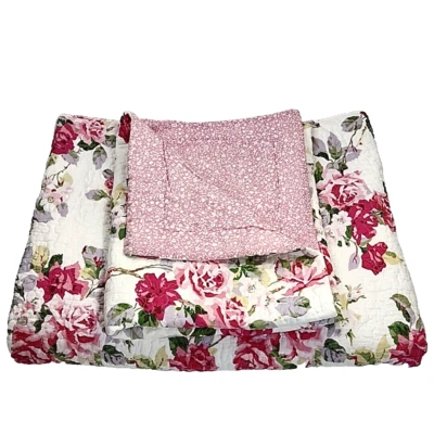 Juego de edredón reversible Laura Ashley Twin XL floral Country Rose Cottagecore 69x88 Foto 1 de 4