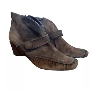 Hispanitas Brown Leather Suede Pointy Ankle Booties Size 38 (7.5) NEW - Picture 1 of 11