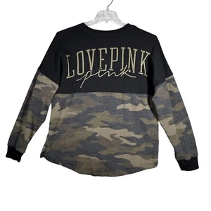PINK LOVEPINK Camo Pullover Sweatshirt Long Sleeve Top Athleisure Black Size M - Picture 1 of 9