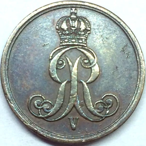 1 pfennig 1861 Germany Hannover George V copper - Picture 1 of 7