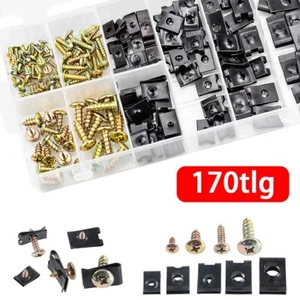 170tlg Blechmuttern & Schrauben Sortiment Auto Karosserie Kotflügelschrauben Set - Bild 1 von 9