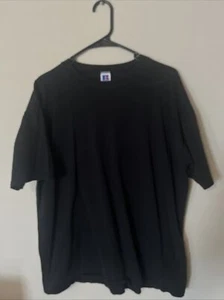 Vtg Russell Athletic 90s XL Faded Black Blank Short Sleeve T Shirt Made In USA - Picture 1 of 3