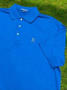 Polo Peter Millar estiva comoda uomo grande L blu golf Raleigh CC - Foto 1 di 8