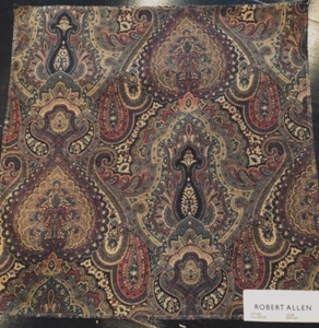 ROBERT ALLEN Full Paisley in Night Sky 17 3/4" Woven Fabric Sample pc 1 - Picture 1 of 3