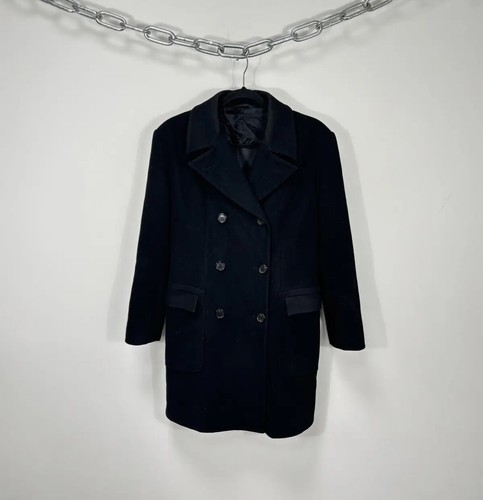 Prada Cappotto Uomo Vintage Doppiopetto Nero Lana Pea