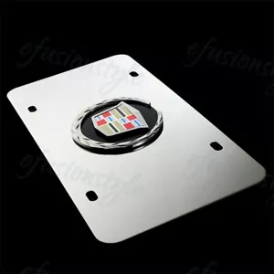 For Cadillac 3D Logo Chrome Front Stainless Mirror Steel License Plate Frame - Picture 1 of 5
